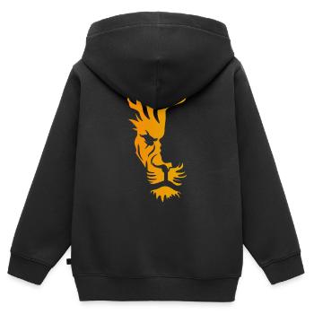 Löwin - Kinder Premium Organic Zip Hoodie - Schwarz - Hinten - AI Model Kid Male (0cm)