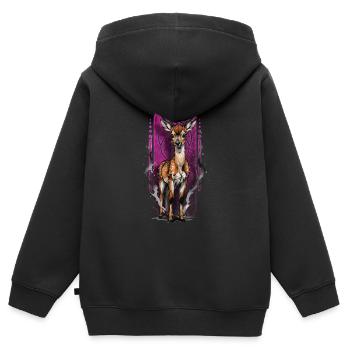 Merveille innocente : Bébé cerf tacheté - Sweat Premium à capuche zippé enfant bio - noir - Dos - AI Model Kid Male (0cm)
