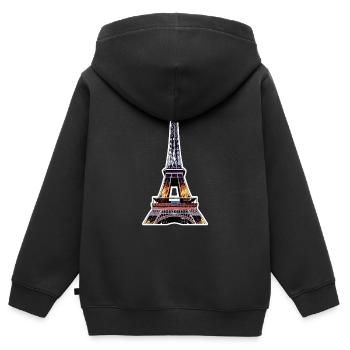 Eiffel tower #19 - Sweat Premium à capuche zippé enfant bio - noir - Dos - AI Model Kid Male (0cm)