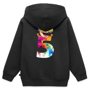 NUMMER 5 JAHRE DINOSAURIER 5. GEBURTSTAG DINO - Kinder Premium Organic Zip Hoodie - Schwarz - Hinten - AI Model Kid Male (0cm)