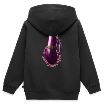 Jane wird Veganerin - Kinder Premium Organic Zip Hoodie - Schwarz - Hinten - AI Model Kid Male (0cm)