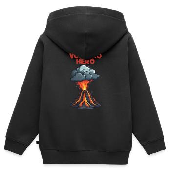 Vulkan Kinder Little Volcano Hero - Kinder Premium Organic Zip Hoodie - Schwarz - Hinten - AI Model Kid Male (0cm)