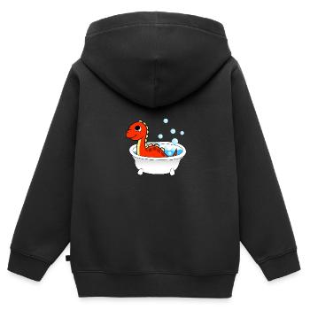 Baignoires Dinosaure - Sweat Premium à capuche zippé enfant bio - noir - Dos - AI Model Kid Male (0cm)
