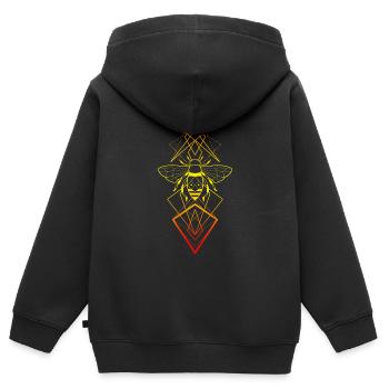 Ornamental bee geometric art - Kids Premium Organic Zip-up Hoodie - black - Back - AI Model Kid Male (0cm)