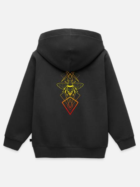 Ornamentale Bienen geometrische Kunst - Kinder Premium Organic Zip Hoodie - Schwarz