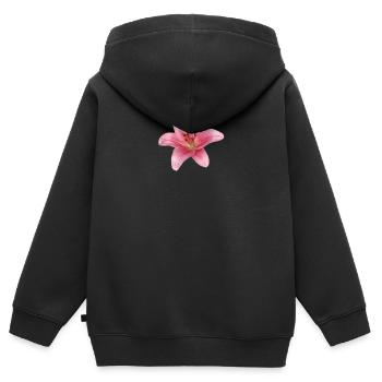 Fleur de lys - lily - Sweat Premium à capuche zippé enfant bio - noir - Dos - AI Model Kid Male (0cm)