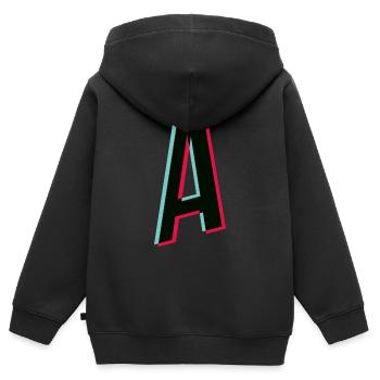 A - Buchstabe - A - Kinder Premium Organic Zip Hoodie - Schwarz - Hinten - AI Model Kid Male (0cm)