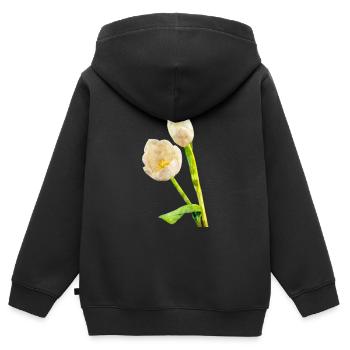 Wasserfarben Blumen Frühling Frühlingsanfang Tulpe - Kinder Premium Organic Zip Hoodie - Schwarz - Hinten - AI Model Kid Male (0cm)
