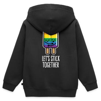 Let's stick together lustig Schwules Paar Eis LGBT - Kinder Premium Organic Zip Hoodie - Schwarz - Hinten - AI Model Kid Male (0cm)