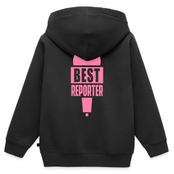 Journaliste Correspondant Journaliste Média Profession - Sweat Premium à capuche zippé enfant bio - noir - Dos - AI Model Kid Male (0cm)