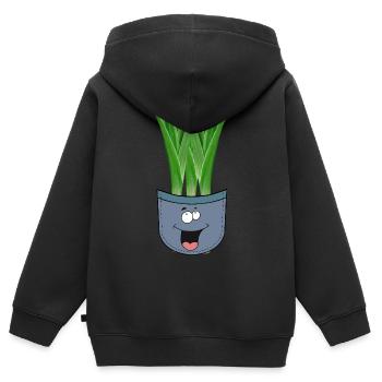 Poireau de poche Légume Adolescent Adolescent - Sweat Premium à capuche zippé enfant bio - noir - Dos - AI Model Kid Male (0cm)