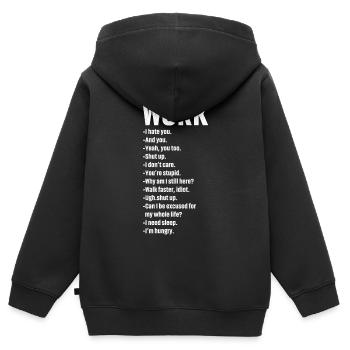 thoughts during work - Kids Premium Organic Zip-up Hoodie - black - Back - AI Model Kid Male (0cm)