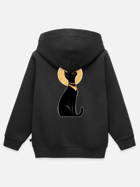 Ägyptische Katze - Kinder Premium Organic Zip Hoodie - Schwarz