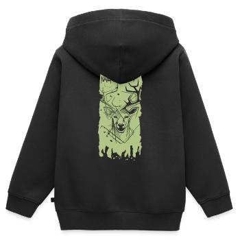 Brosse Nature Renne Renne Orignal Brosse Stroke Logo - Sweat Premium à capuche zippé enfant bio - noir - Dos - AI Model Kid Male (0cm)
