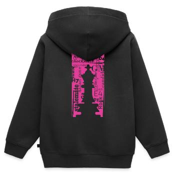 Chess King scratch rose - Chess Players Club - Sweat Premium à capuche zippé enfant bio - noir - Dos - AI Model Kid Male (0cm)