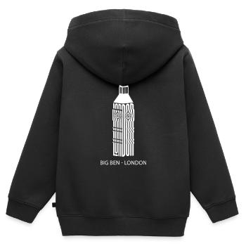 Londres : Capitale du Big Ben : touristes londoniens - Sweat Premium à capuche zippé enfant bio - noir - Dos - AI Model Kid Male (0cm)