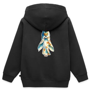 Kimono . 1 . KI generiert - Kinder Premium Organic Zip Hoodie - Schwarz - Hinten - AI Model Kid Male (0cm)