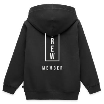 Crew Member Vertikal Typo Team Staff Event Design - Kinder Premium Organic Zip Hoodie - Schwarz - Hinten - AI Model Kid Male (0cm)