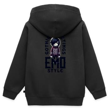 Gothic Greetings in Emo Style Emocore Aesthetic - Kids Premium Organic Zip-up Hoodie - black - Back - AI Model Kid Male (0cm)