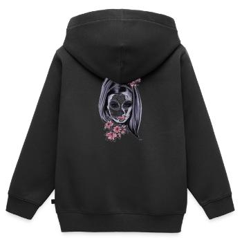 Femme avec un masque - Sweat Premium à capuche zippé enfant bio - noir - Dos - AI Model Kid Male (0cm)