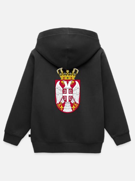 Serbien Wappen - Premium børne zip-hættetrøje økologisk - sort