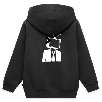Télévision tv comme tête - Sweat Premium à capuche zippé enfant bio - noir - Dos - AI Model Kid Male (0cm)