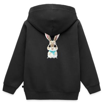 Hase mit Schleife - Kinder Premium Organic Zip Hoodie - Schwarz - Hinten - AI Model Kid Male (0cm)