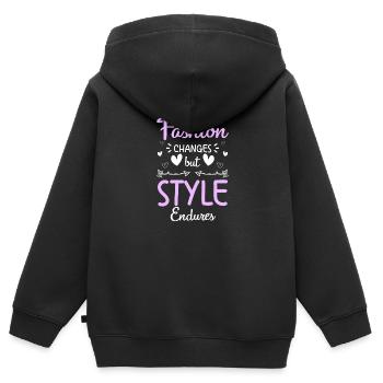 Défilé de vêtements de mode - Sweat Premium à capuche zippé enfant bio - noir - Dos - AI Model Kid Male (0cm)