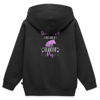 cochon petit porc reproducteur - Sweat Premium à capuche zippé enfant bio - noir - Dos - AI Model Kid Male (0cm)