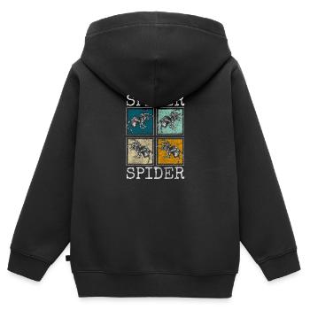 Toile d’araignée Arachnide chasseur phobie - Sweat Premium à capuche zippé enfant bio - noir - Dos - AI Model Kid Male (0cm)