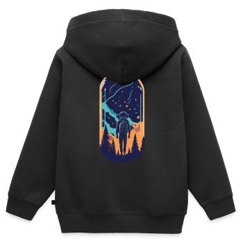 Astronaut, Galaxy, Space - Kinder Premium Organic Zip Hoodie - Schwarz - Hinten - AI Model Kid Male (0cm)