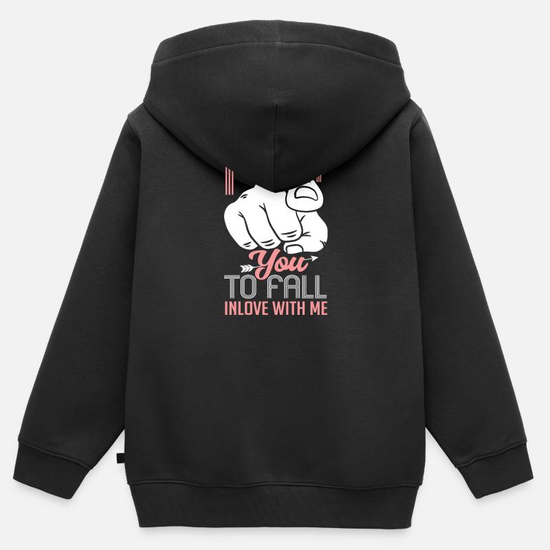 Zeigefinger Ich Will Dass Du Dich Verliebst - Kinder Premium Organic Zip Hoodie - Schwarz