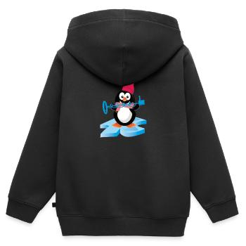 Pinguin beim Sondeln mit Metalldetektor in Arktis - Kinder Premium Organic Zip Hoodie - Schwarz - Hinten - AI Model Kid Male (0cm)