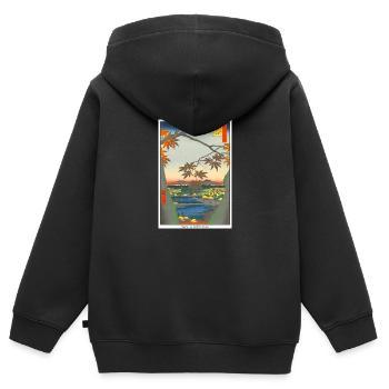 Japanische Kunst Hiroshige - Kinder Premium Organic Zip Hoodie - Schwarz - Hinten - AI Model Kid Male (0cm)
