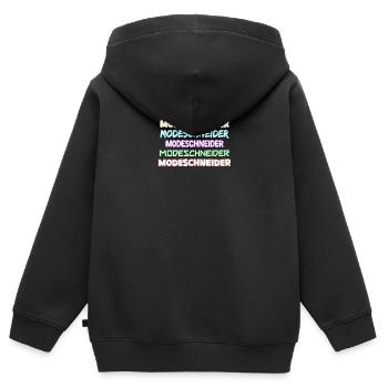 Emploi Tailleur de mode - Sweat Premium à capuche zippé enfant bio - noir - Dos - AI Model Kid Male (0cm)