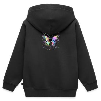 Schmetterling - Kinder Premium Organic Zip Hoodie - Schwarz - Hinten - AI Model Kid Male (0cm)