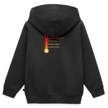 KLIMAWANDEL - Kinder Premium Organic Zip Hoodie - Schwarz - Hinten - AI Model Kid Male (0cm)