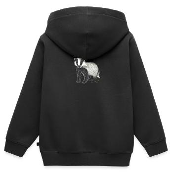 Blaireau - Sweat Premium à capuche zippé enfant bio - noir - Dos - AI Model Kid Male (0cm)