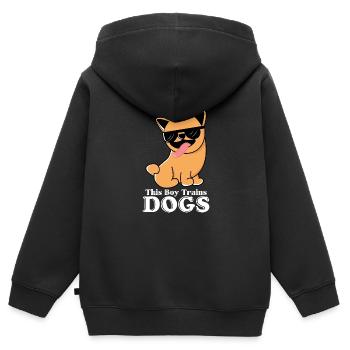 Junge trainiert Hunde, süße Sonnenbrille für - Kinder Premium Organic Zip Hoodie - Schwarz - Hinten - AI Model Kid Male (0cm)