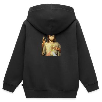 Bitcoin Jesus - Kinder Premium Organic Zip Hoodie - Schwarz - Hinten - AI Model Kid Male (0cm)