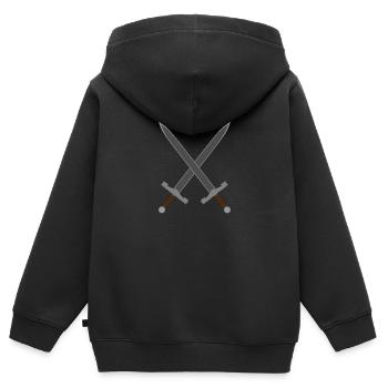épées croisées - Sweat Premium à capuche zippé enfant bio - noir - Dos - AI Model Kid Male (0cm)