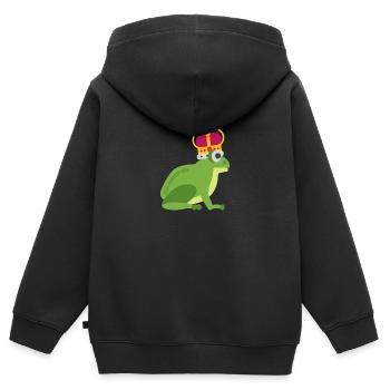 Frog King - Kids Premium Organic Zip-up Hoodie - black - Back - AI Model Kid Male (0cm)