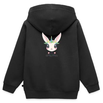 I'm a unicorn - Sweat Premium à capuche zippé enfant bio - noir - Dos - AI Model Kid Male (0cm)