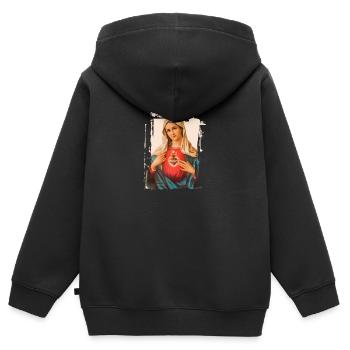 Holly Mary Maria Madonna Mariana Jungfrau Maria - Kinder Premium Organic Zip Hoodie - Schwarz - Hinten - AI Model Kid Male (0cm)