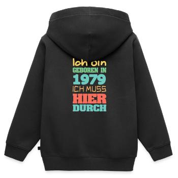 Bin geboren in 1979 - Kinder Premium Organic Zip Hoodie - Schwarz - Hinten - AI Model Kid Male (0cm)