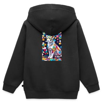 Arktische Eleganz: Die Anmut eines Schneeleoparden - Kinder Premium Organic Zip Hoodie - Schwarz - Hinten - AI Model Kid Male (0cm)