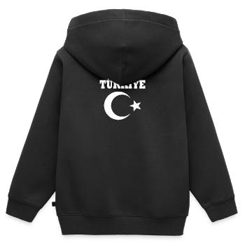 Turquie - Sweat Premium à capuche zippé enfant bio - noir - Dos - AI Model Kid Male (0cm)