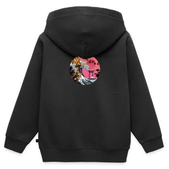 Rad Tiger Wave - Sweat Premium à capuche zippé enfant bio - noir - Dos - AI Model Kid Male (0cm)