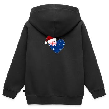 Drapeau Australie coeur de Noël - Sweat Premium à capuche zippé enfant bio - noir - Dos - AI Model Kid Male (0cm)