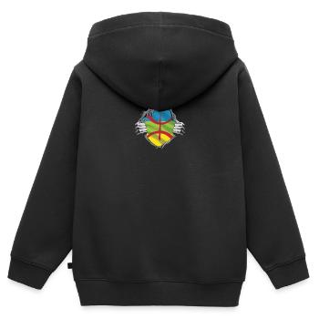 the Amazigh flag in the guts - Kids Premium Organic Zip-up Hoodie - black - Back - AI Model Kid Male (0cm)